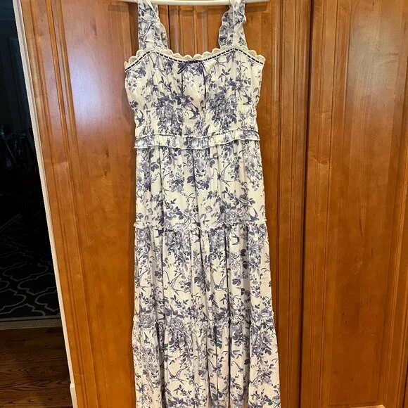 Francesca's Blue Floral Tiered Maxi Dress - Women - Picture 1 of 5